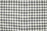 Light Blue Grey & White Checked 100% Linen