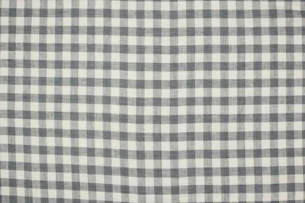 Light Blue Grey & White Checked 100% Linen
