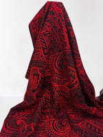 Black on Red Tones Pacific Island Cotton Dobby