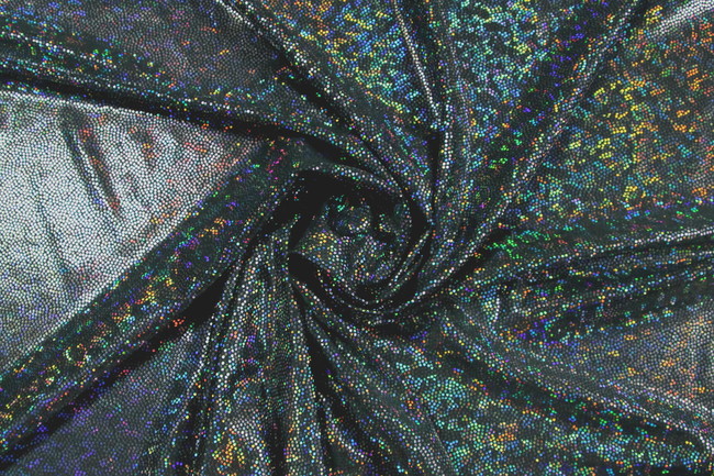 Silver Holographic Dots on Olive Knit