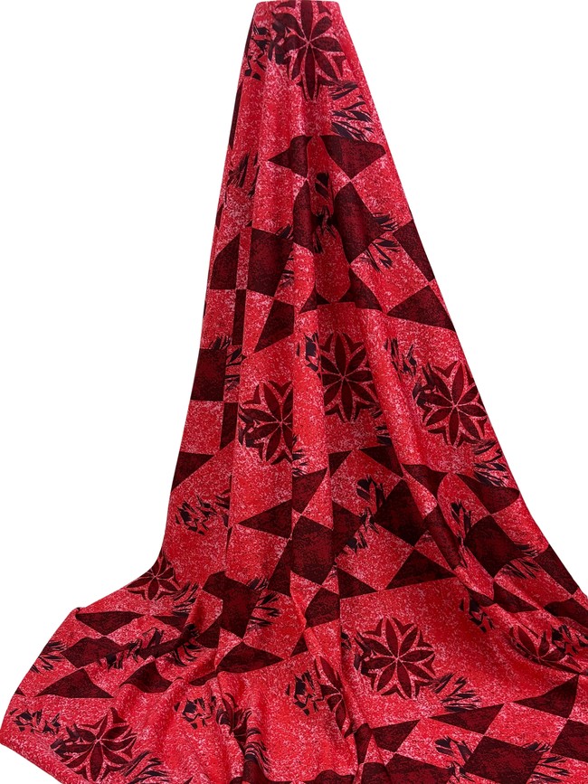 * SPECIAL - Red & Coral Tones Island Design Stretch Knit