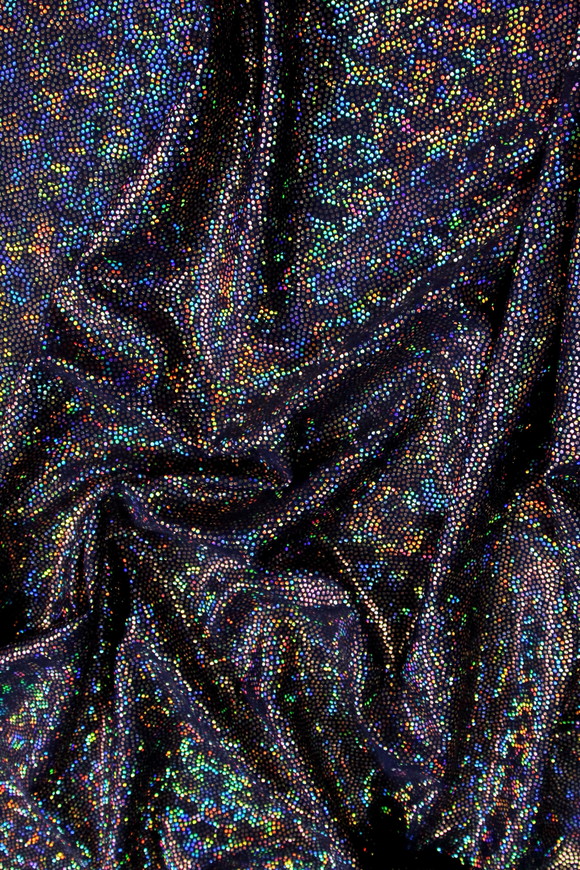 Silver Holographic Dots on Navy Knit