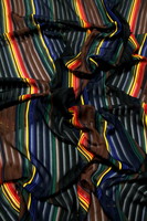 Rainbow Burnout Stripes on Black Chiffon