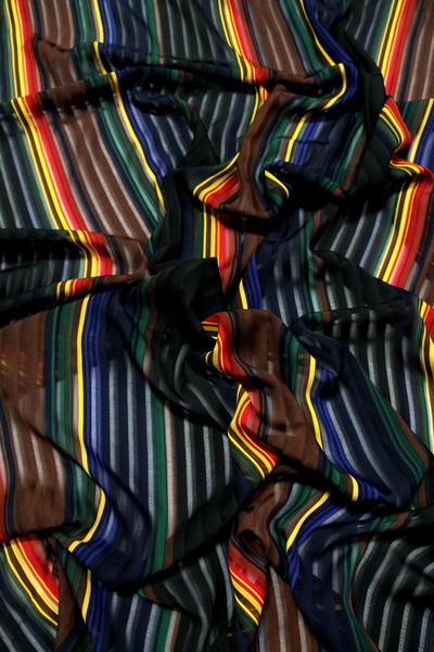Rainbow Burnout Stripes on Black Chiffon
