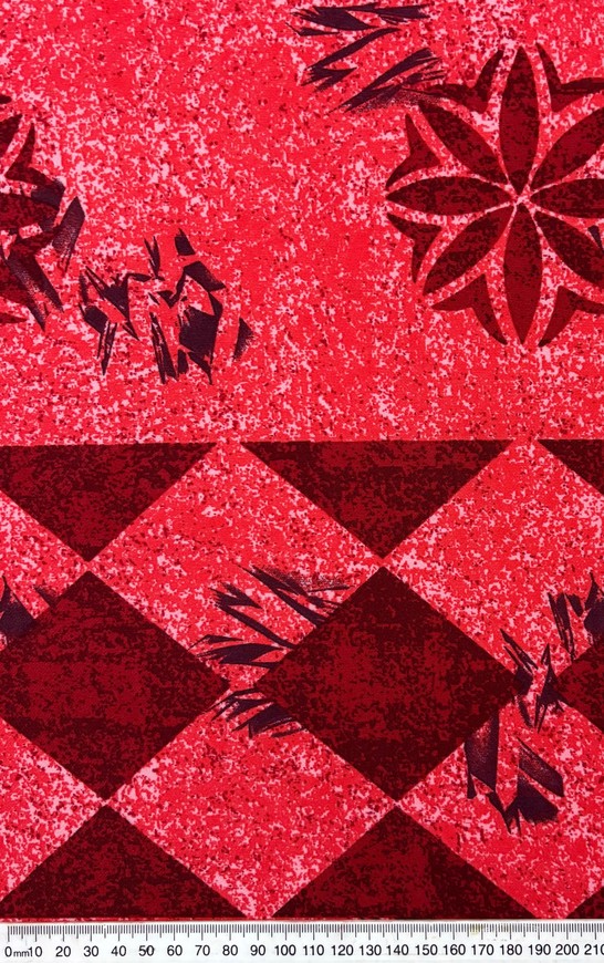 * SPECIAL - Red & Coral Tones Island Design Stretch Knit 