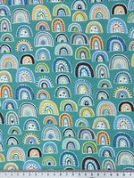 Cute Mini Rainbows on Light Teal Printed Cotton
