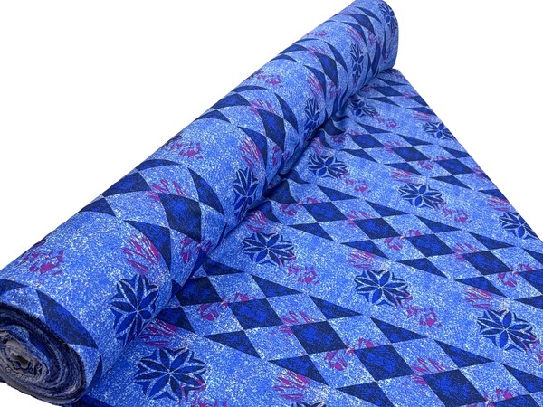 * SPECIAL - Blue Tones & Fuschia Island Design Stretch Knit