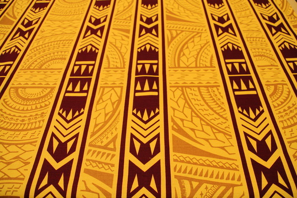 Burgundy & Golden Tones Island Stripes Printed Dobby