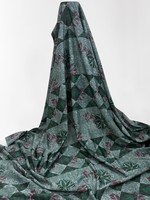 * SPECIAL - Green Tones & Burgundy Island Design Stretch Knit