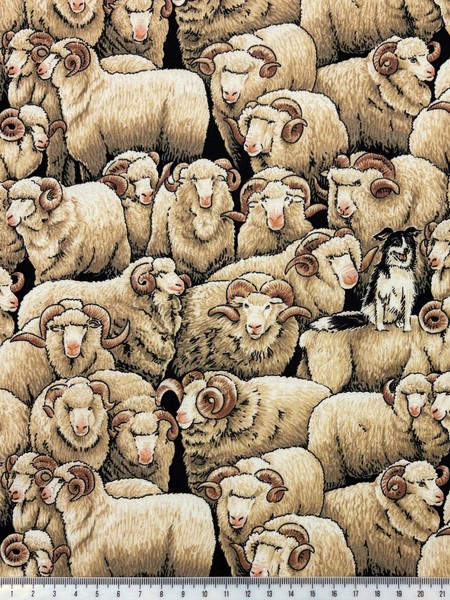 Merino Rams - Beige Tones Printed Cotton