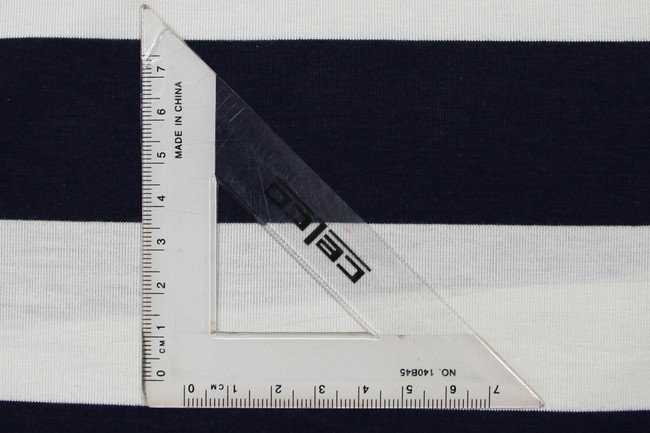 Navy & Cream Wide Stripes Cotton Lycra