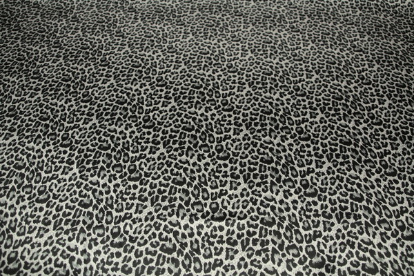 Grey Tones Leopard Printed Polyester Satin
