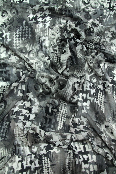 Grey Scale Printed Chiffon