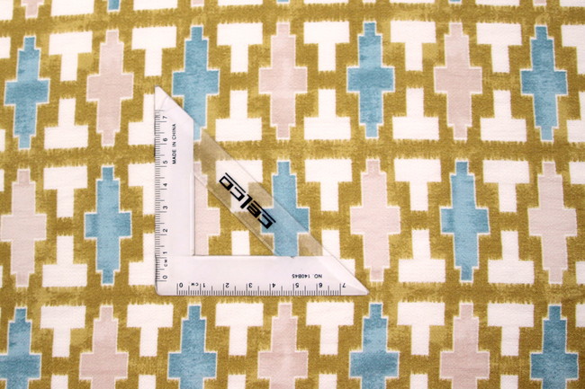 Multi Geometric on Muted Mustard Cotton Crepe