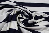 Navy & Cream Wide Stripes Cotton Lycra