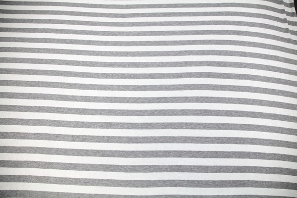 Silver & White Wide Stripe Ribbed Cotton T-shirting