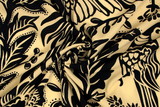 Parrots in Black on Butterscotch Digital Printed Viscose