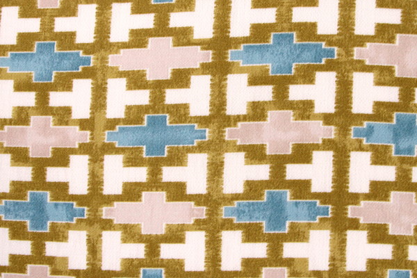 Multi Geometric on Muted Mustard Cotton Crepe