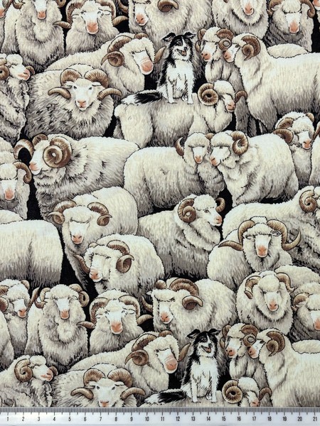 Merino Rams - Neutral Tones Printed Cotton