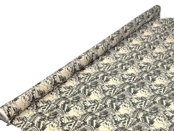 Viscose Black City Scape