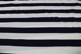 Navy & Cream Wide Stripes Cotton Lycra