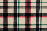 Green, Red & Black Checked Stretch Linen Blend