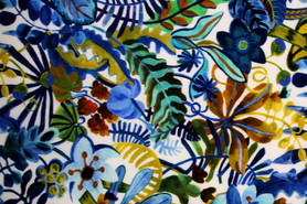 * REMNANT - Bright Blue Floral on White Digital Printed Viscose