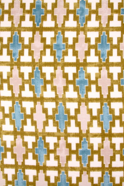 Multi Geometric on Muted Mustard Cotton Crepe