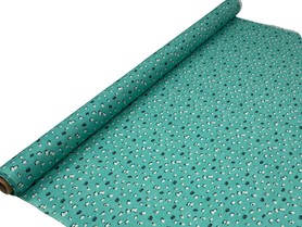 Mini Sheep on Light Teal Green Printed Cotton