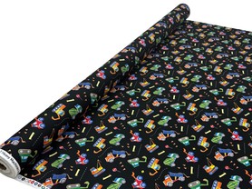 * REDUCED * Heavy Machines Diggers & Trucks Printed Cotton