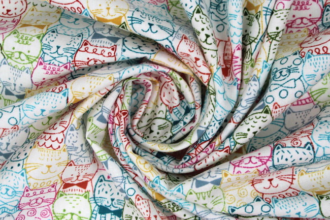 Whiskers Cat Portraits Printed Premium Cotton