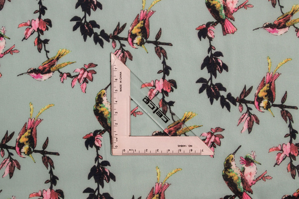 Hummingbird on Aqua Chiffon