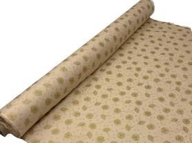 Foiled Elderflower on Pale Peach Printed Cotton