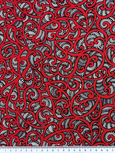 Red - Te Koripi Wae O Maui Design Kiwiana Cotton