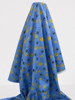 Honey Bees on Blue Winceyette