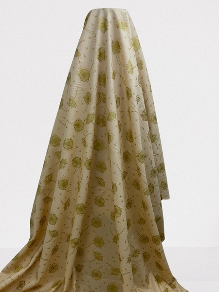 Foiled Elderflower on Pale Peach Printed Cotton