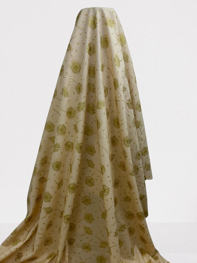 Foiled Elderflower on Pale Peach Printed Cotton