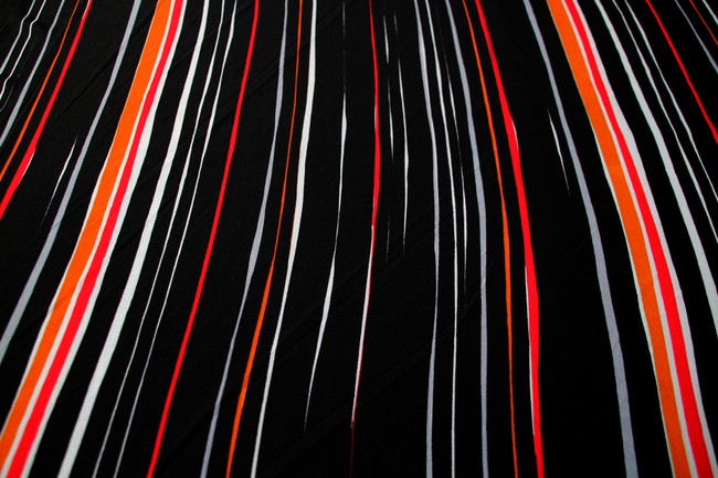 Slashes & Stripes on Black Light-Weight Polyester Crepe