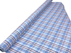 Blues & Salmon Tartan Polished Cotton