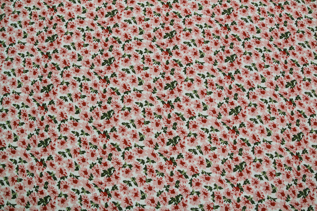 Spring Peach Flowers on Soft White Rayon