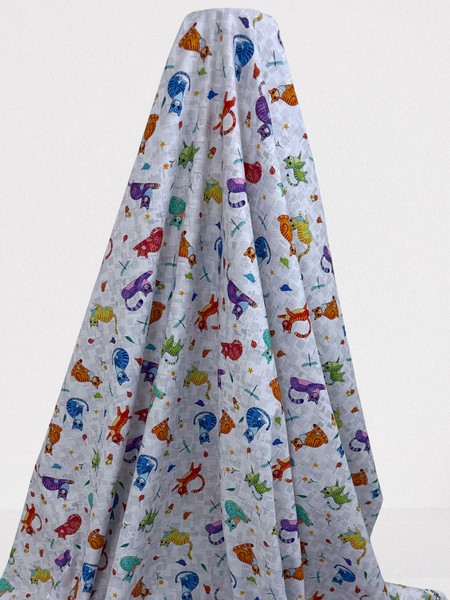 Colourful Cats Printed Cotton