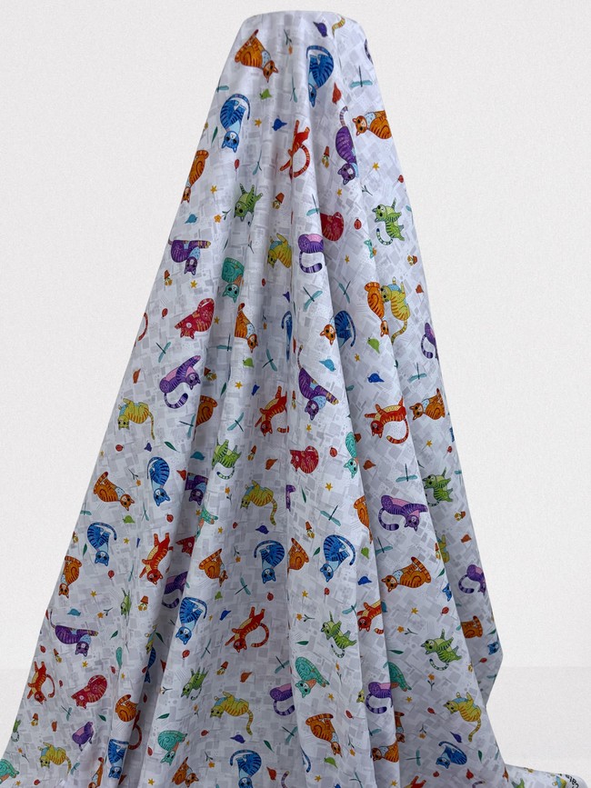 Colourful Cats Printed Cotton