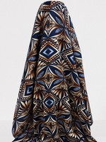 Navy & Browns Diamond Pacific Island Cotton Dobby