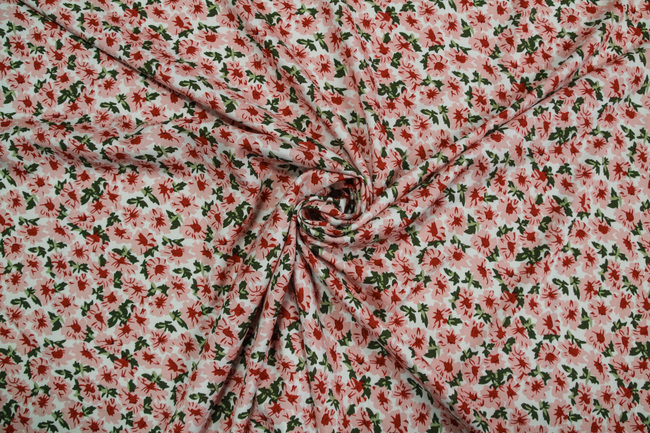 Spring Peach Flowers on Soft White Rayon