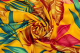 Tropical Foliage on Bright Yellow Printed Rayon
