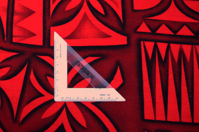 Maroon & Black on Red Pacific Island Design Cotton Dobby