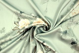 Hedgerow Blossoms on Vintage Sage Printed Stretch Satin