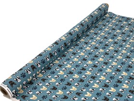 French Bulldogs on Blue Green Japanese Premium Printed Cotton
