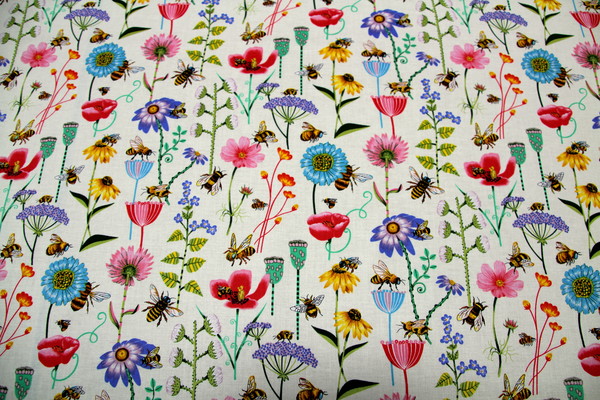 Bees & Flowers Kiwiana Cotton
