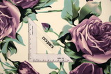 Dusky Purple Roses on Cream Printed Stretch Satin